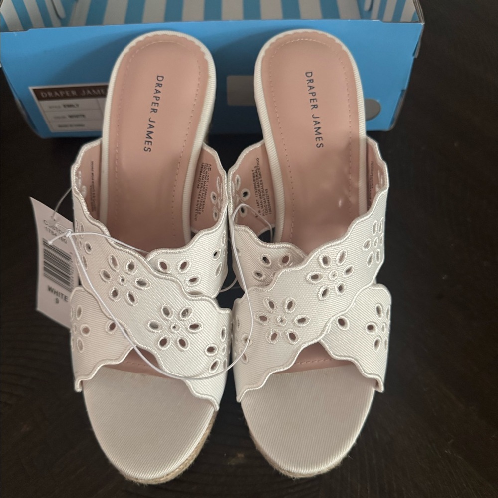 Draper James Emily White Women's Sandals Wedge Size 9 New